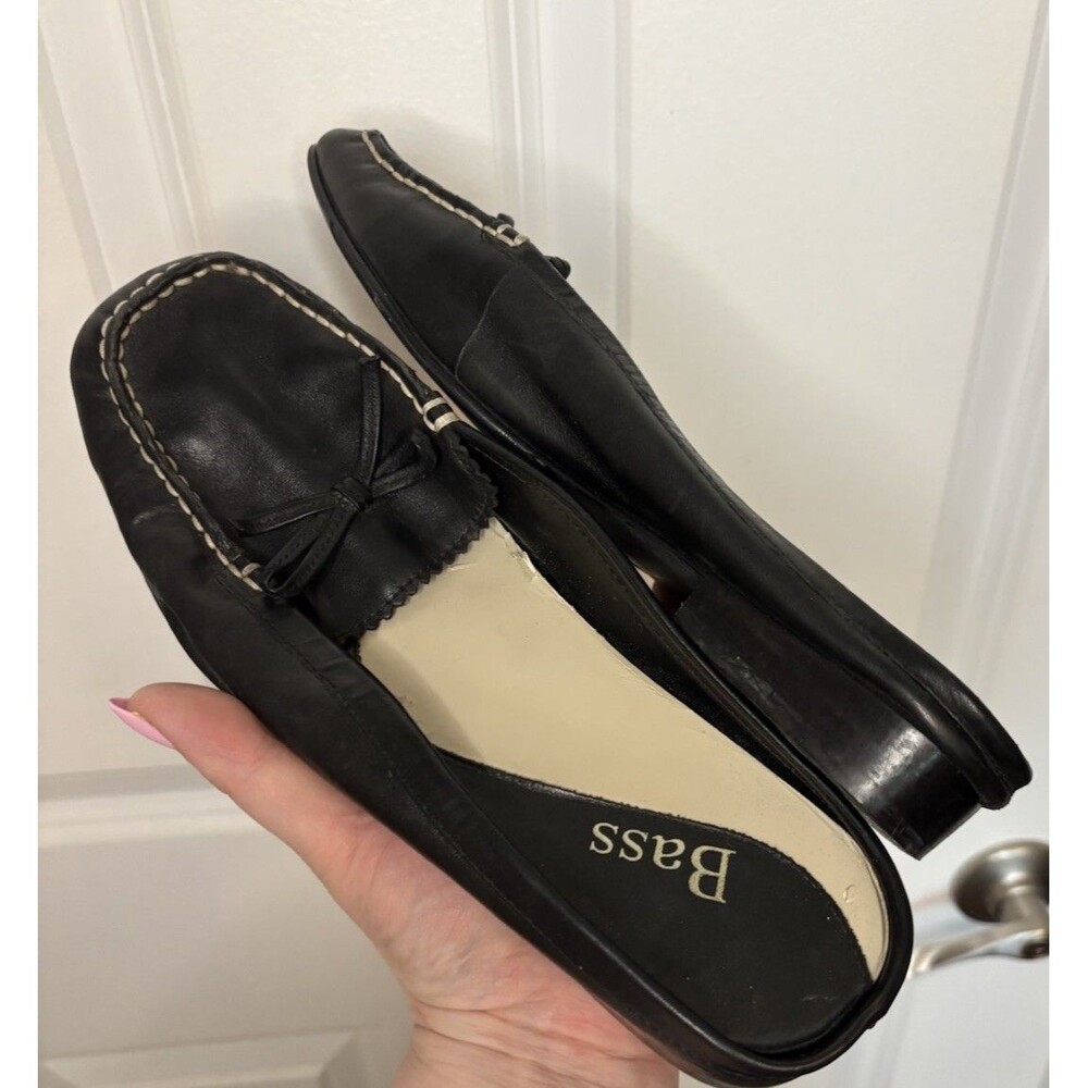 Vintage Bass Leather Mules, With Bows And Contrast Stitching Slip On Size 9￼